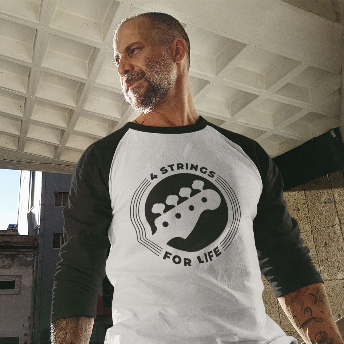 4 Strings for Life (Unisex 3/4 Sleeve Baseball Tee)