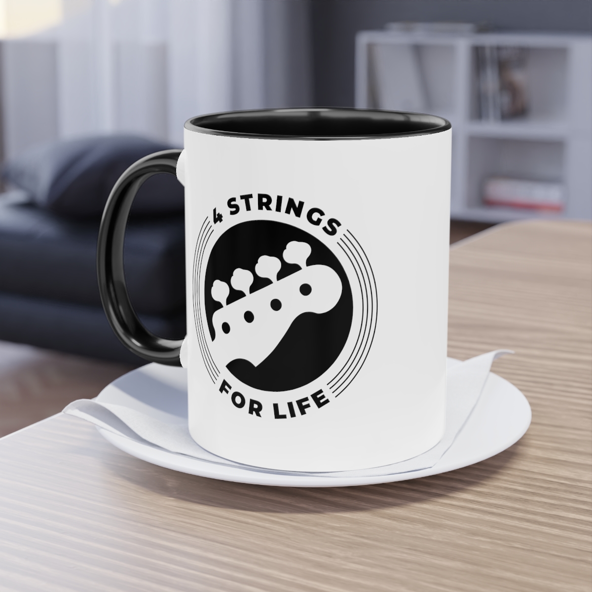 4 Strings for Life (Two-Tone Coffee Mug, 11oz)