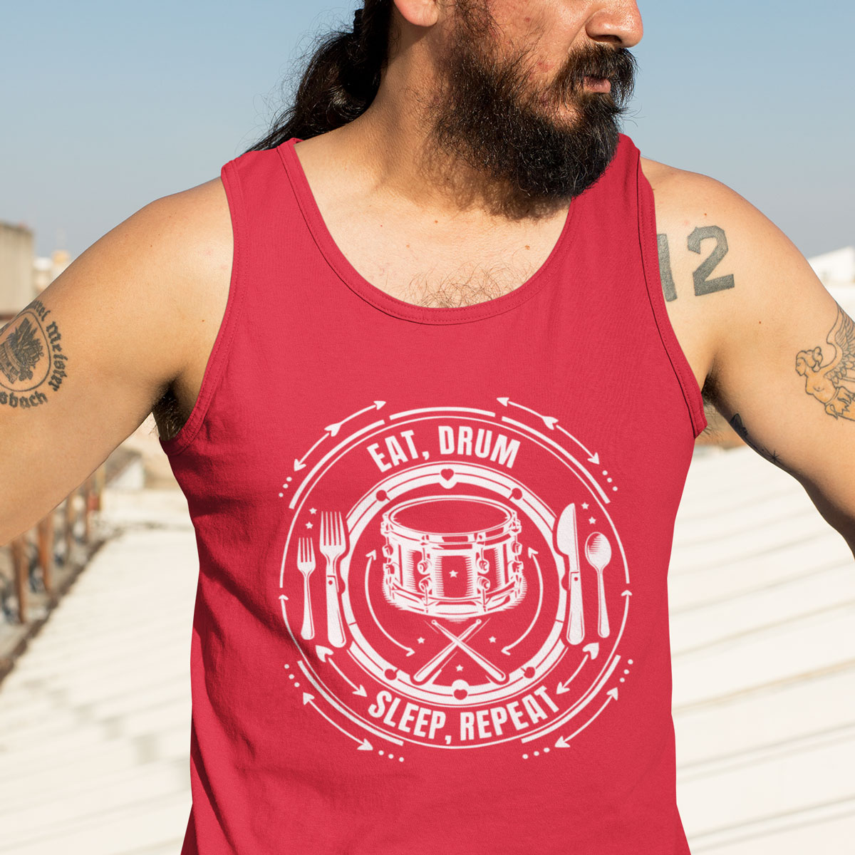 Eat, Drum, Sleep, Repeat (Men's Softstyle Tank Top)