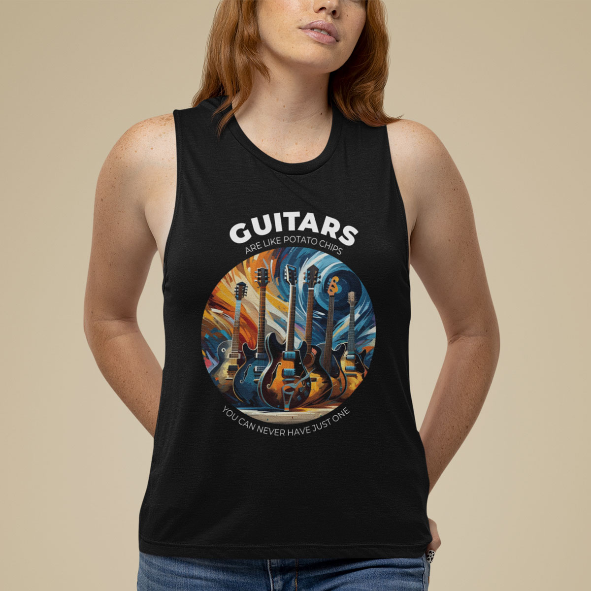 Guitars Are Like Potato Chips (Women's Cropped Tank Top)